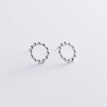 Серьги-пусеты "Гармония" в белом золоте с06903 №2