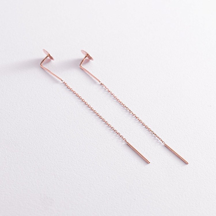 Серьги - протяжки "Монетки" в красном золоте с07845 от ювелирного магазина Оникс - 3