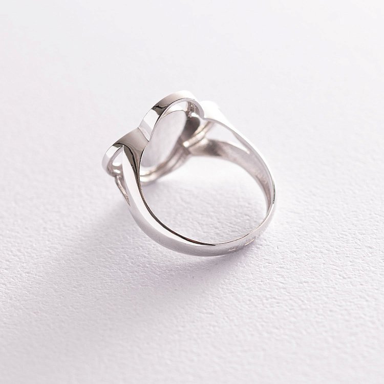 Кольцо "Клевер" в белом золоте (эмаль) к06693 от ювелирного магазина Оникс - 3