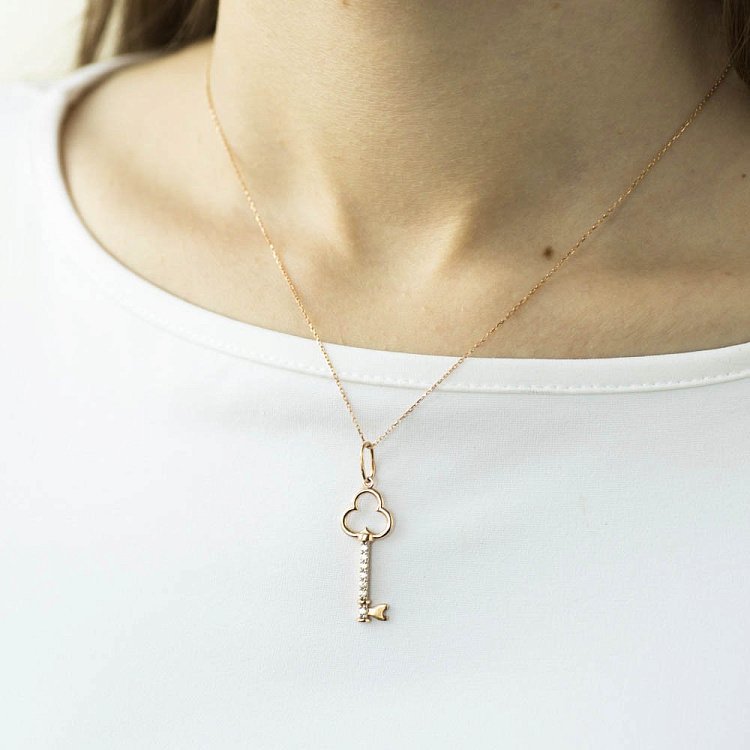 Золота підвіска "Ключик" (фіаніти) п03023 від ювелірного магазину Онікс - 2