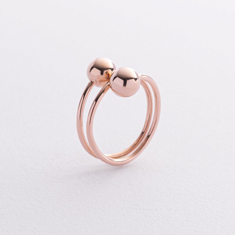 Каблучка "Кульки" у червоному золоті к08245 від ювелірного магазину Онікс - 1