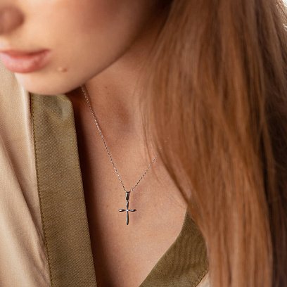 Золоте кольє "Хрестик" з фіанітом кол02191 №2