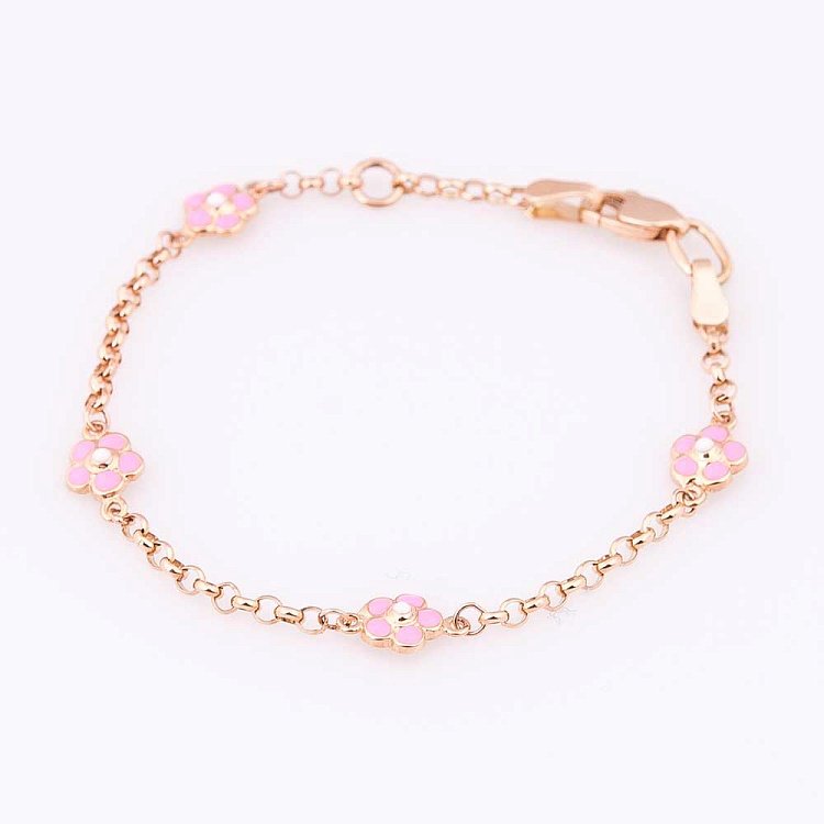 Дитячий золотий браслет "Квіточки" б00520 від ювелірного магазину Онікс