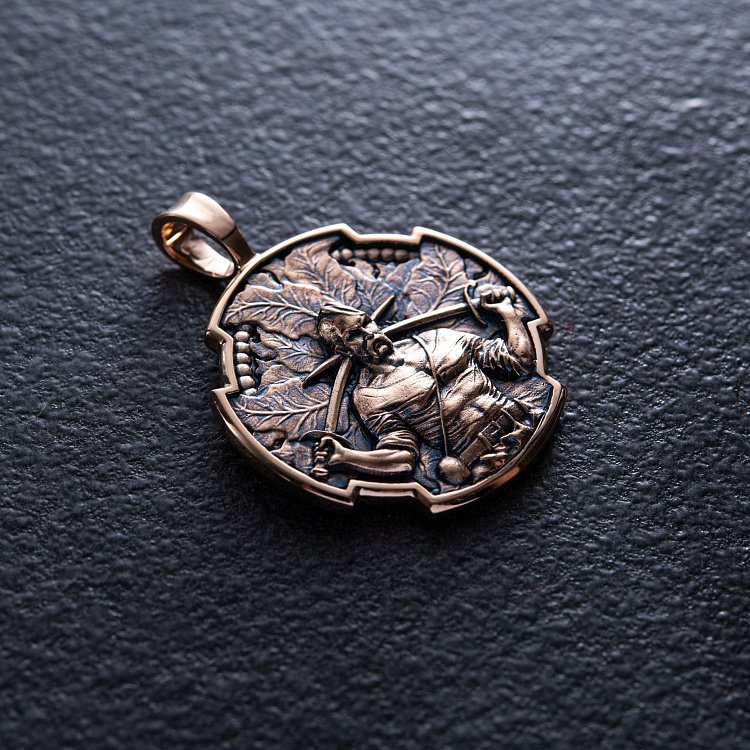 Золотой кулон "Український козак. Молитва до Пресвятої Богородиці" п03797 от ювелирного магазина Оникс