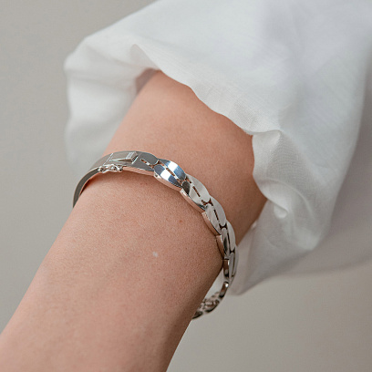 Жорсткий браслет "Merry" у білому золоті б05609 №8