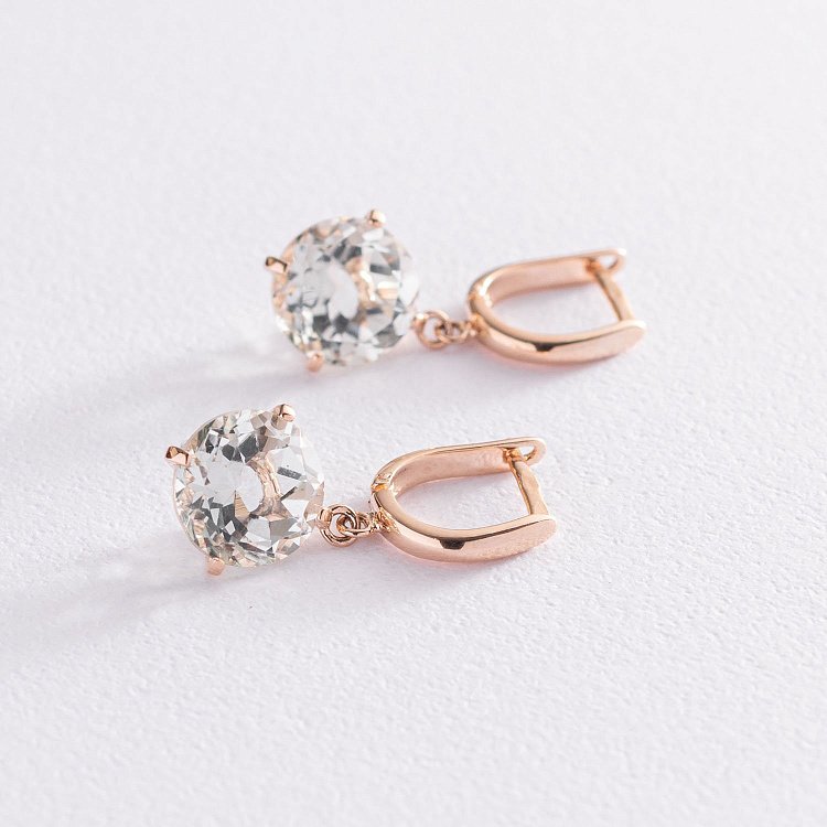 Золоті сережки "Захоплення" з зеленим аметистом с05300 від ювелірного магазину Онікс - 3