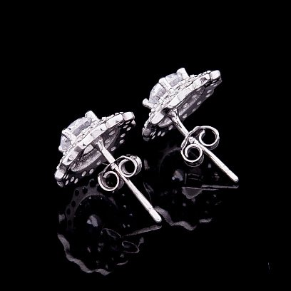 Срібні сережки з фіанітами 121695 №4