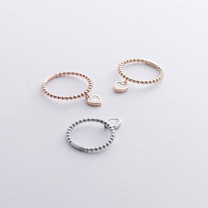 Кулькова золота каблучка "Сердечко" з перламутром к07952 №7