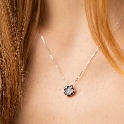 Золоте кольє "Конюшина" з діамантами 741191121 №4