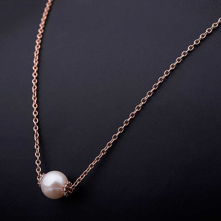 Золотое колье с культивированным пресноводным жемчугом и фианитами 536 от ювелирного магазина Оникс - 1