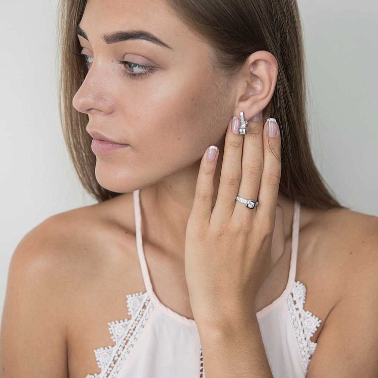 Золоті сережки з фіанітами с04106 від ювелірного магазину Онікс - 4