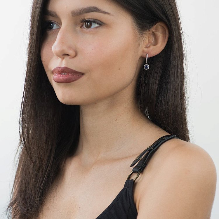 Золоті сережки з сапфіром і діамантами LDE0514-p від ювелірного магазину Онікс - 3