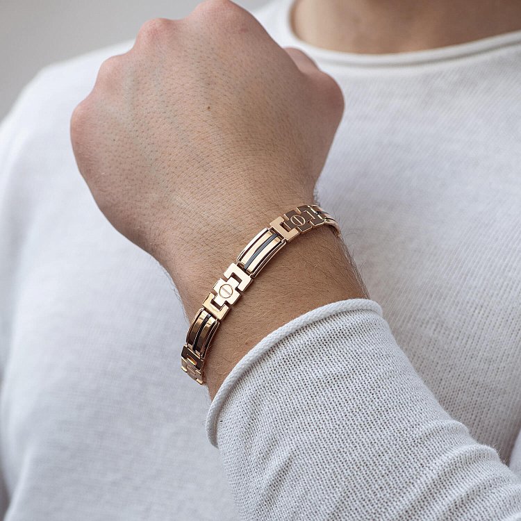 Чоловічий золотий браслет (онікс) б05576 від ювелірного магазину Онікс - 1