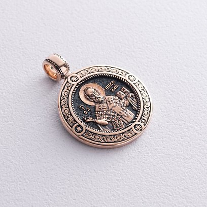 Золотая подвеска "Св. Николай Чудотворец" с чернением п02410 №4