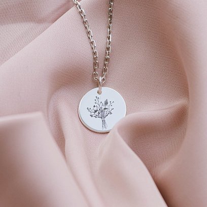 Срібний кулон з гравіюванням "Квіточки" 132724цв №3