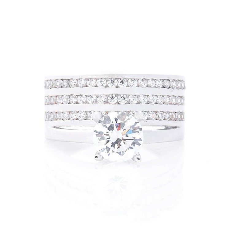 Золота каблучка з фіанітами к05366 від ювелірного магазину Онікс - 2