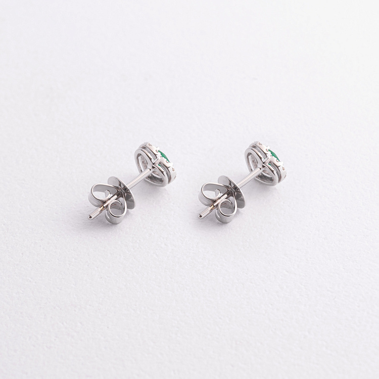 Золоті сережки - пусети "Сердечки" зі смарагдами та діамантами сб0507ca від ювелірного магазину Онікс - 7