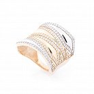 Масивное золотое кольцо с фианитами к03654 от ювелирного магазина Оникс - 2
