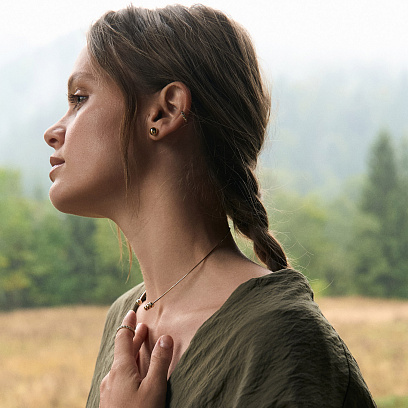 Сережки - пусети "Кульки" в жовтому золоті (0.7 см) с06892 №23