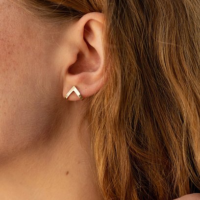 Сережки - пусети "Акцент" в жовтому золоті с07572 №13