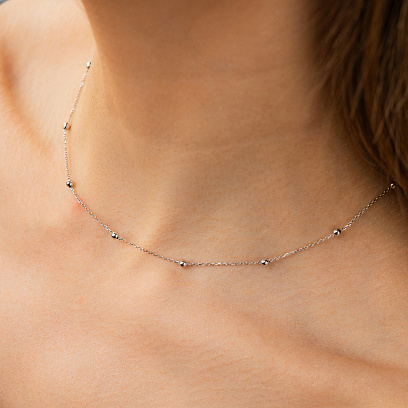 Колье "Шарики" в белом золоте mini кол02648 №2