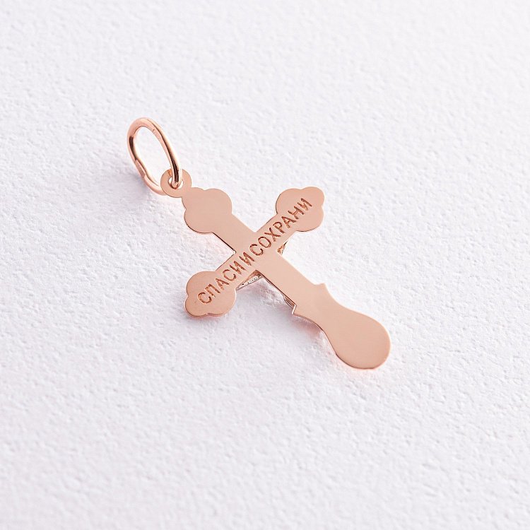 Золотий хрестик "Розп'яття. Спаси та Збережи" п03707 від ювелірного магазину Онікс - 2