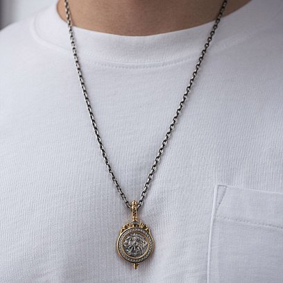 Серебряная подвеска "Димитрий Солунский" с позолотой 132390 №2