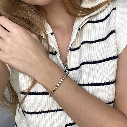 Золотой браслет "Кубики - шарики" б04780 №6