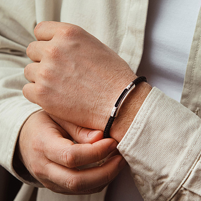 Чоловічий срібний браслет 905-01134ч №4