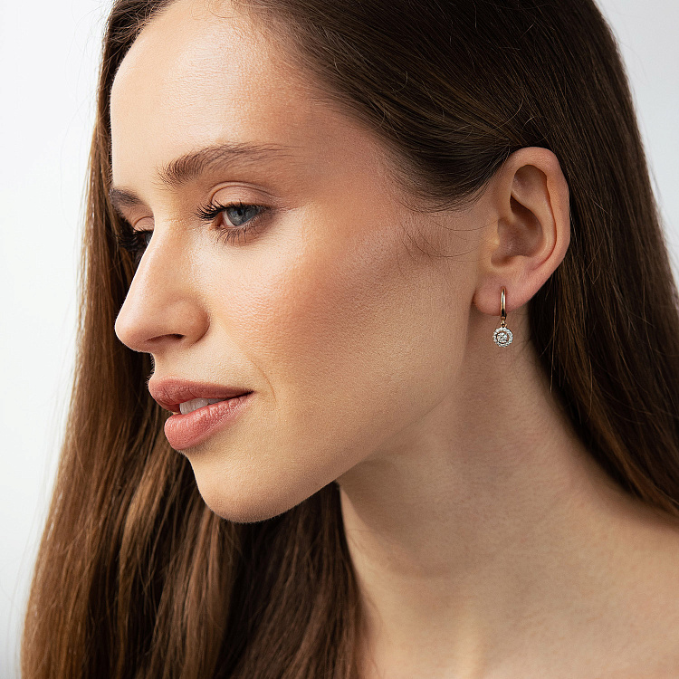 Золоті сережки з діамантами 23099аг від ювелірного магазину Онікс - 1