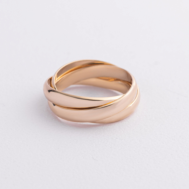 Золота каблучка "Кругообіг" (потрійна) к08019 від ювелірного магазину Онікс