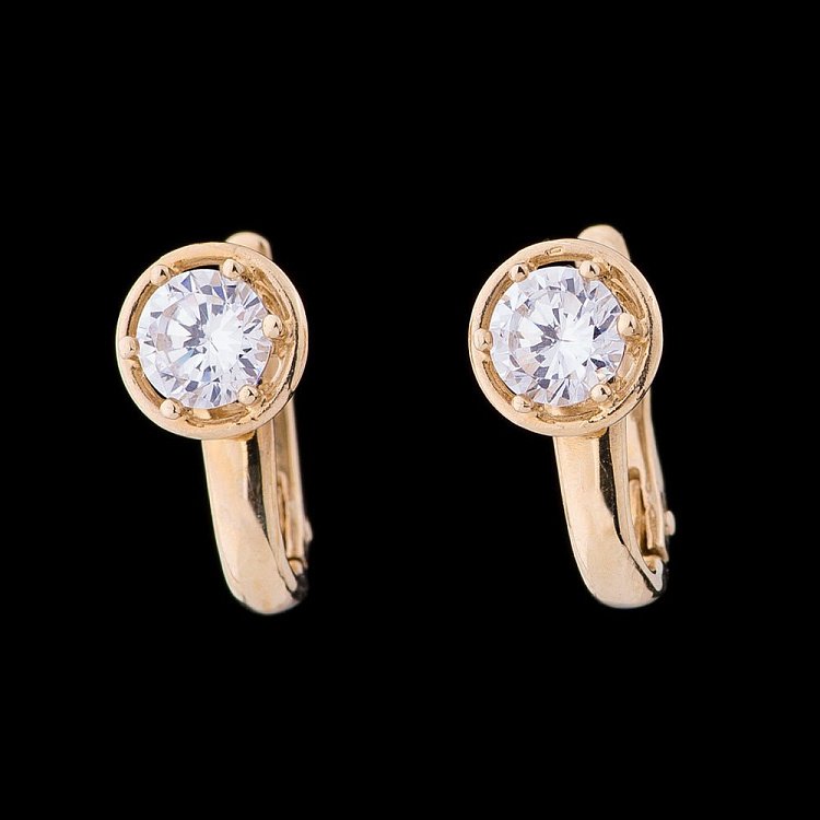Золотые серьги (фианиты) с02471 от ювелирного магазина Оникс