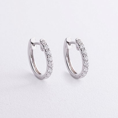 Золоті сережки - кільця з діамантами сб0542cha