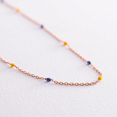 Кольє в червоному золоті (синя та жовта емаль) кол02242 №4