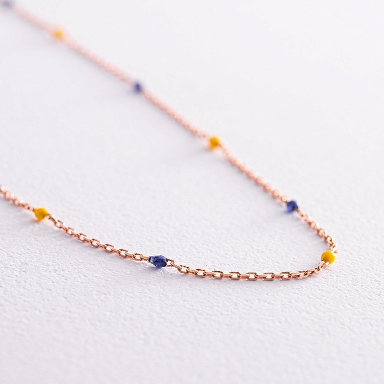 Кольє в червоному золоті (синя та жовта емаль) кол02242 від ювелірного магазину Онікс - 4