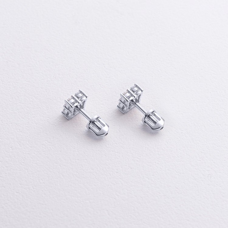 Сережки - пусети "Fleur" з фіанітами (біле золото) с09142 від ювелірного магазину Онікс - 2