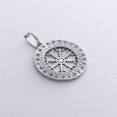 Серебряный кулон "Шлем ужаса с рунами" 984 №7