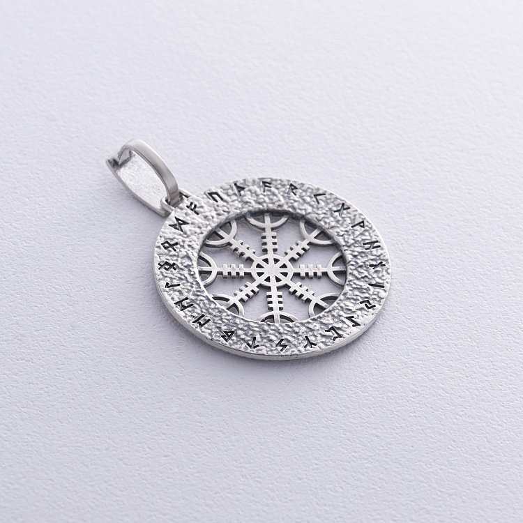 Серебряный кулон "Шлем ужаса с рунами" 984 от ювелирного магазина Оникс - 6