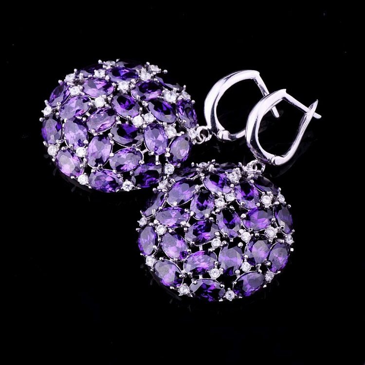 Сережки з фіанітами (родій) 121524 від ювелірного магазину Онікс