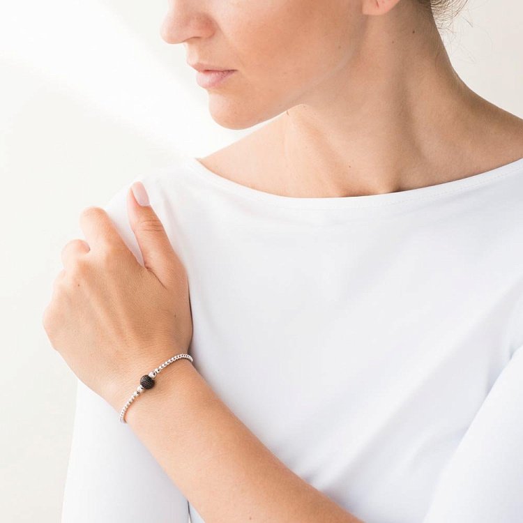 Золотий браслет з кульками (чорні фіаніти) б03582 від ювелірного магазину Онікс - 5