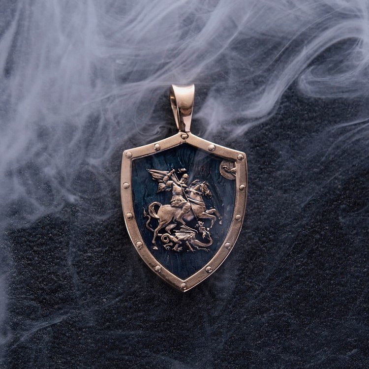 Золотой кулон "Георгий Победоносец" п03808 от ювелирного магазина Оникс - 11