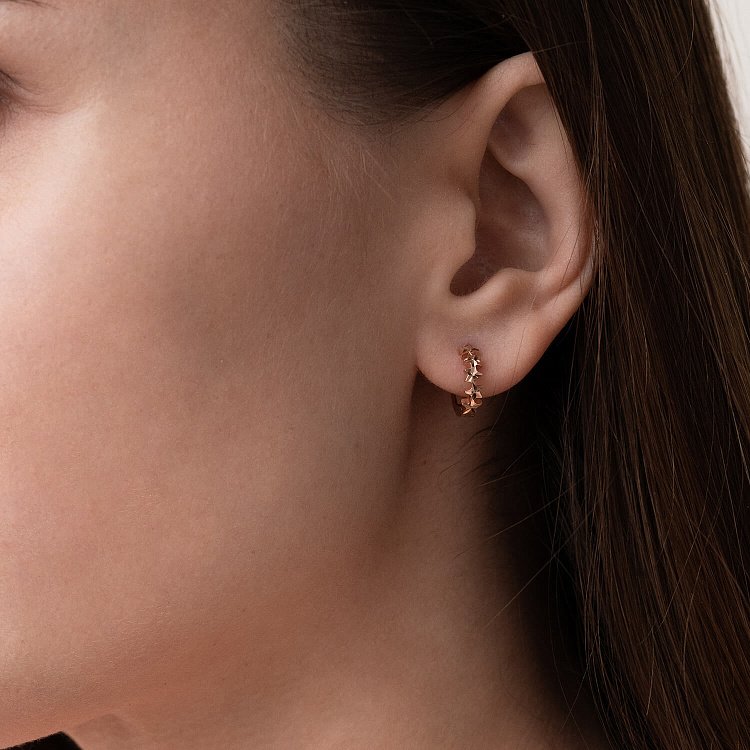 Золоті сережки - кільця "Зірочки" с07793 від ювелірного магазину Онікс - 1