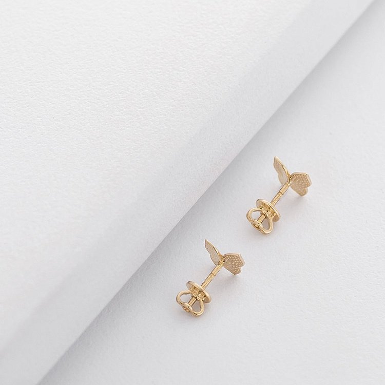 Золоті сережки-пусети з метеликами с06226 від ювелірного магазину Онікс - 4