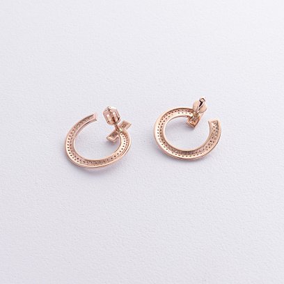 Серьги - пусеты "Evelyn" в красном золоте (фианиты) с08688 №3