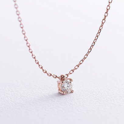 Золотое колье с одним камнем (бриллиант) колб0112di