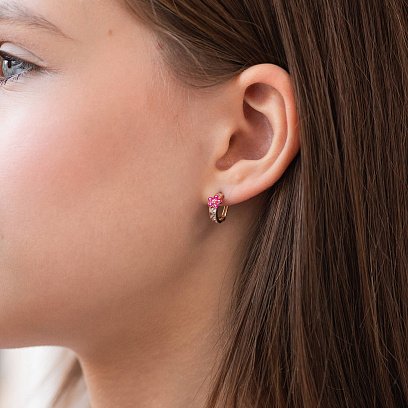 Детские золотые серьги "Цветочки" с эмалью с04075р №2