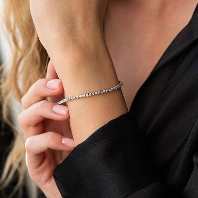 Браслет Теніс у білому золоті з білими діамантами 518751501 №2