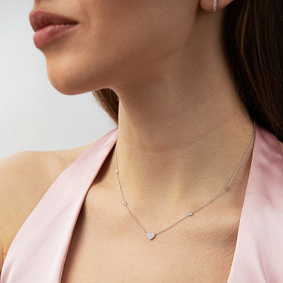 Золоте кольє "Сердечко" з діамантами колб0203ri №10