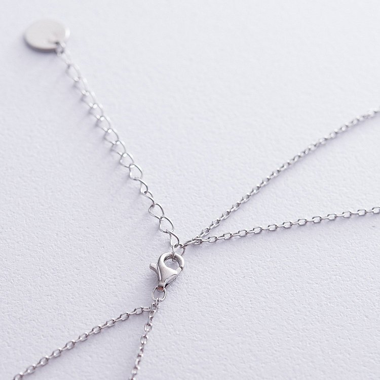 Подвійне срібне кольє "Хрестики" з фіанітами 18939 від ювелірного магазину Онікс - 3