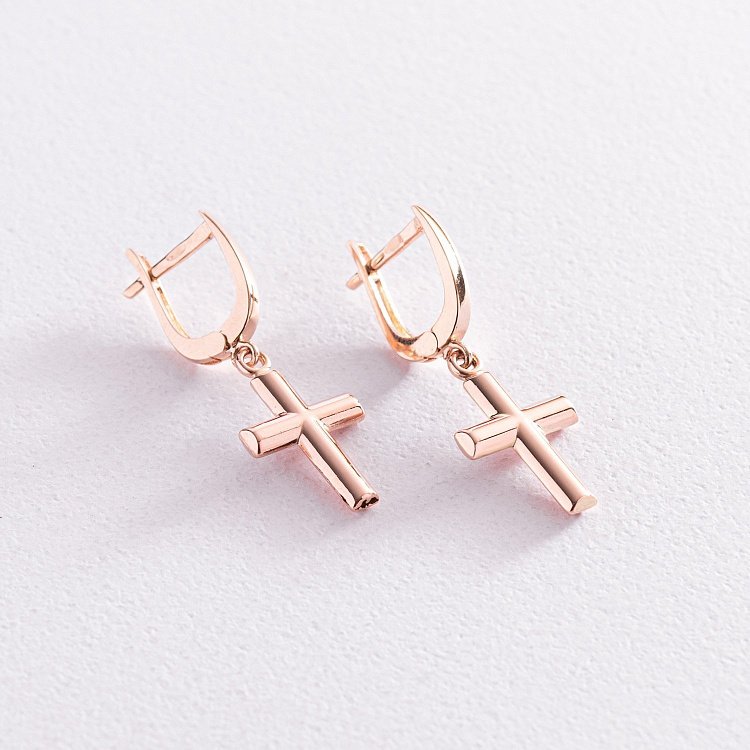 Золоті сережки "Хрестики" с07769 від ювелірного магазину Онікс